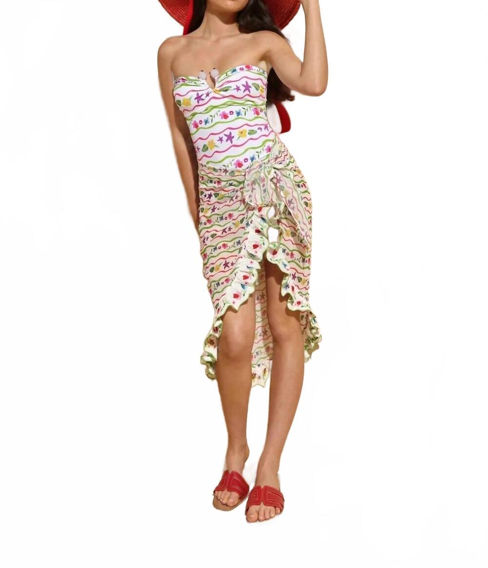 NEW CELIA B women's altair pareu skirt in white multi